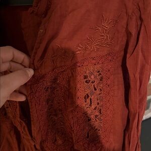 Free People Terracotta Lace Blouse